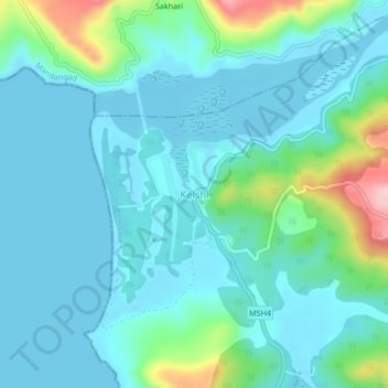 Carte topographique Kelshi, altitude, relief