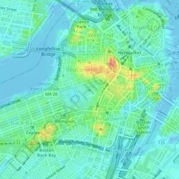 Carte topographique Flagstaff Hill, altitude, relief