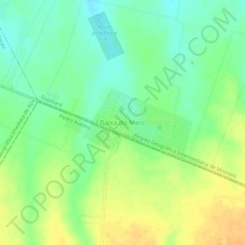 Carte topographique Baixa do Meio, altitude, relief