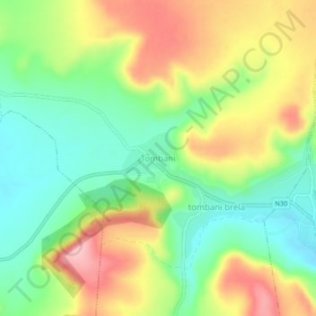 Carte topographique Tombani, altitude, relief