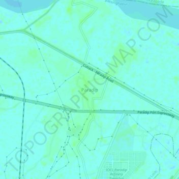 Carte topographique Paradip, altitude, relief