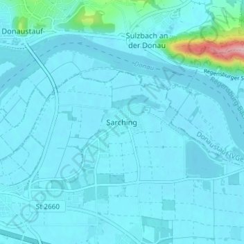 Carte topographique Sarching, altitude, relief