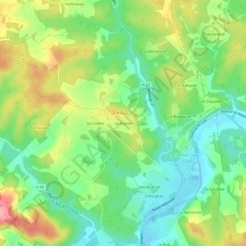 Carte topographique La Brande, altitude, relief