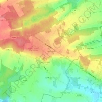 Carte topographique La Hictière, altitude, relief