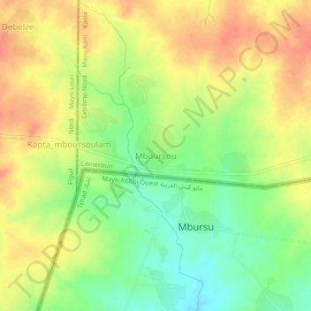 Carte topographique Mboursou, altitude, relief