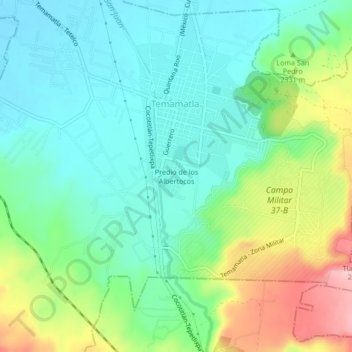 Carte topographique Predio de los Albertocos, altitude, relief