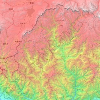 Carte topographique Thimphu Dzongkhag, altitude, relief