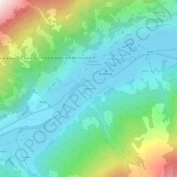 Carte topographique Steinach, altitude, relief