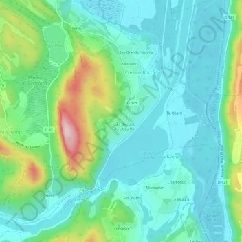 Carte topographique Cressin, altitude, relief