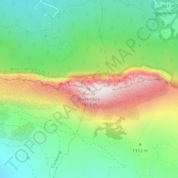 Carte topographique Rocca Busambra, altitude, relief