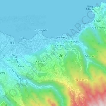 Carte topographique Faretoo, altitude, relief
