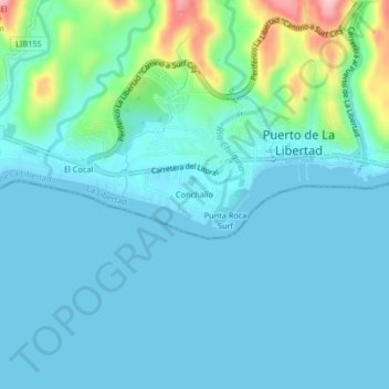 Carte topographique Conchalío, altitude, relief