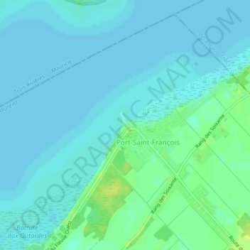 Carte topographique Pointe aux Sables, altitude, relief