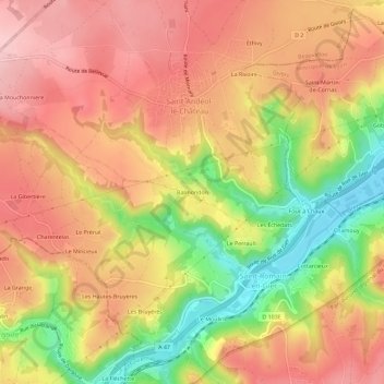 Carte topographique Balmondon, altitude, relief