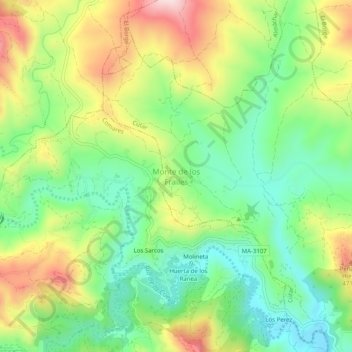 Carte topographique Monte de los Frailes, altitude, relief