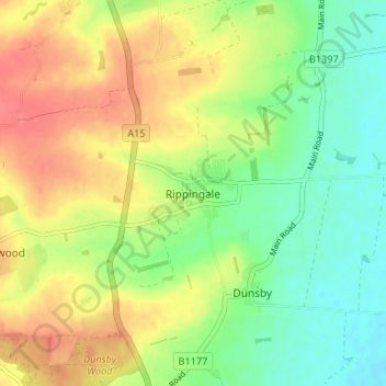 Carte topographique Rippingale, altitude, relief