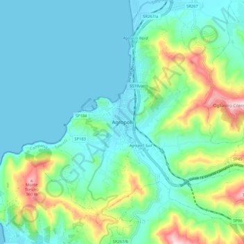 Carte topographique Agropoli, altitude, relief
