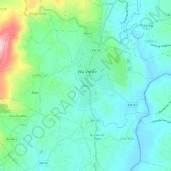 Carte topographique Chelo, altitude, relief