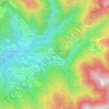 Carte topographique Groppodalosio, altitude, relief