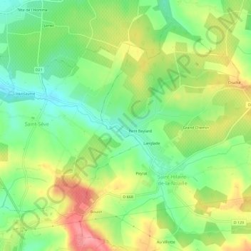 Carte topographique Peyrière, altitude, relief