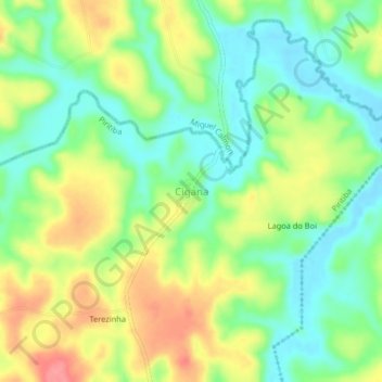 Carte topographique Cigana, altitude, relief