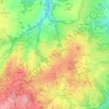 Carte topographique Villeneuve, altitude, relief