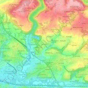 Carte topographique Squividan, altitude, relief