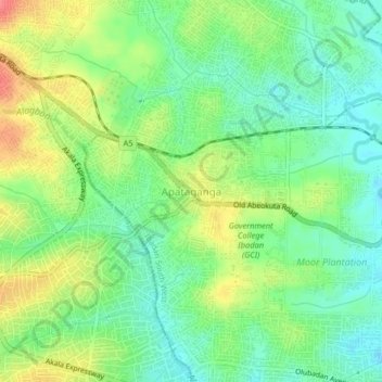 Carte topographique Apataganga, altitude, relief