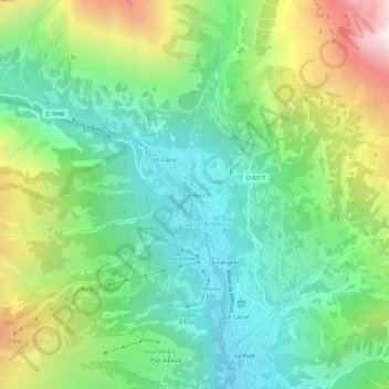 Carte topographique Le Riou, altitude, relief