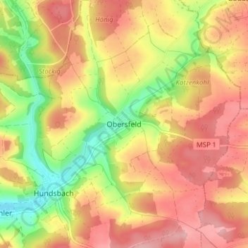 Carte topographique Obersfeld, altitude, relief