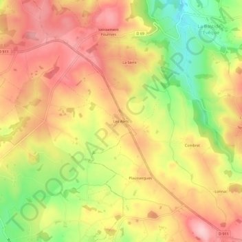 Carte topographique Les Alets, altitude, relief