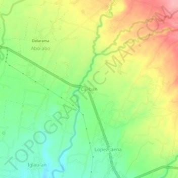 Carte topographique Caliban, altitude, relief