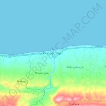 Carte topographique Pasongsongan, altitude, relief