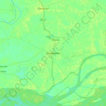Carte topographique Kamalabari, altitude, relief