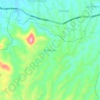 Carte topographique Batukuda, altitude, relief