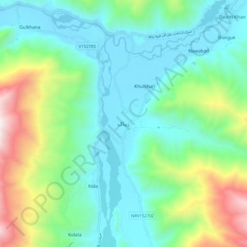 Carte topographique Zebak, altitude, relief