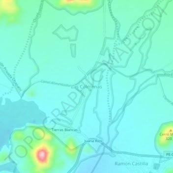 Carte topographique Las Colmenas, altitude, relief