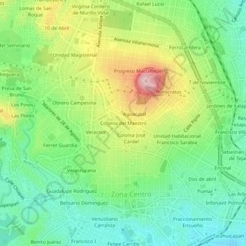 Carte topographique Colonia del Maestro, altitude, relief