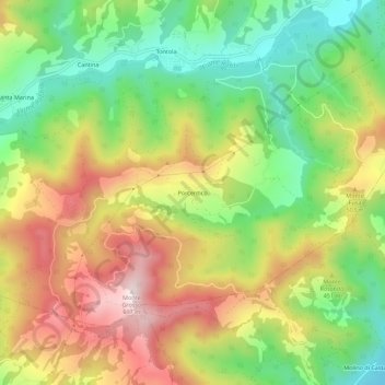 Carte topographique Porcentico, altitude, relief