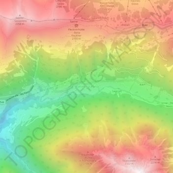 Carte topographique Valtina, altitude, relief