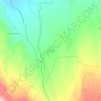 Carte topographique Qumroo, altitude, relief