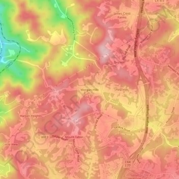 Carte topographique Morgan Hills, altitude, relief
