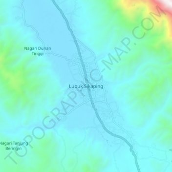 Carte topographique Lubuk Sikaping, altitude, relief