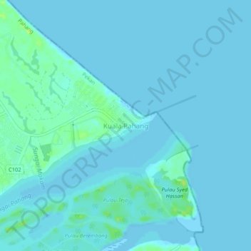 Carte topographique Kuala Pahang, altitude, relief