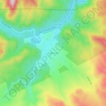 Carte topographique Buffalo Creek, altitude, relief