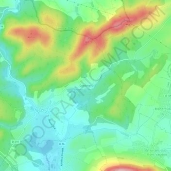 Carte topographique Genéchier, altitude, relief