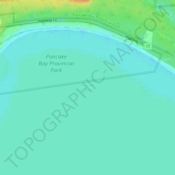 Carte topographique Pancake Bay, altitude, relief