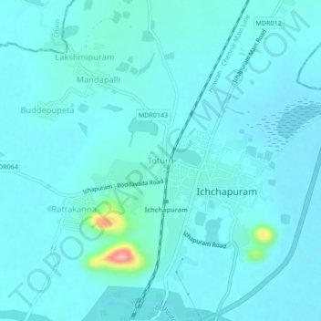 Carte topographique Toturu, altitude, relief