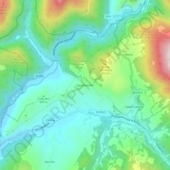Carte topographique Castelvecchio, altitude, relief
