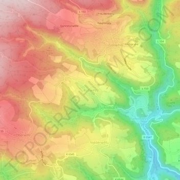 Carte topographique Rüßwihl, altitude, relief